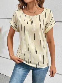 SHEIN Privé Bat-winged Casual Blouse - Apricot - View 4