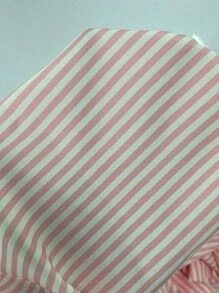 SHEIN Essnce Ladies' Pink Striped Shirt With Lace Trimmed Collar - Pink - View 7