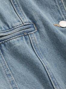 Dazy Star Suit Collar Distressed Edge Denim Jacket,Back To School Clothes - Light Wash - View 8