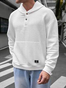 GENTILAND Áo hoodie dệt kim dáng rộng cho nam (Cỡ lớn) - trắng - Xem 4