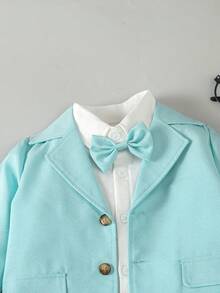 Bộ vest phong cách quý ông lịch lãm cho bé trai gồm áo khoác, áo sơ mi và quần - Màu xanh lam - Xem 4