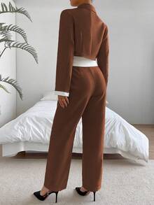 SHEIN Privé 女性時尚單色拼接套裝