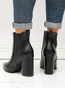 Fall/Winter Women's Fashion New Minimalist Versatile Elegant Sexy Date Western Ankle Boots Slip-On Short Booties - Black - View 3