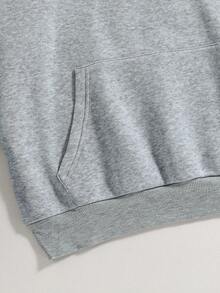 Nam Lá thư In Hoodie Với dây rút - Xám - Xem 3