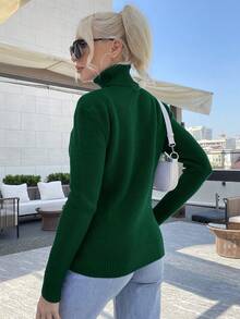 Cơ bản Áo cao cổ Áo len Đối với Phân lớp - màu xanh lá - Xem 2