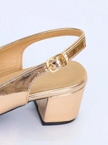 Của phụ nữ Phong cách Đơn giản Pointed Toe Dày Gót chân Giày Slingback Giày dép , Đúng mốt Cao gót Đối với Các bữa tiệc , Thanh lịch - Rượu sâm banh - Xem 6