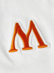 SHEIN ICON Colorblock Alphabet Patch Tee - White - View 3