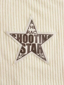 SHEIN ICON 女露肩字母星星印花 T 卹 - 杏色 - 查看 4