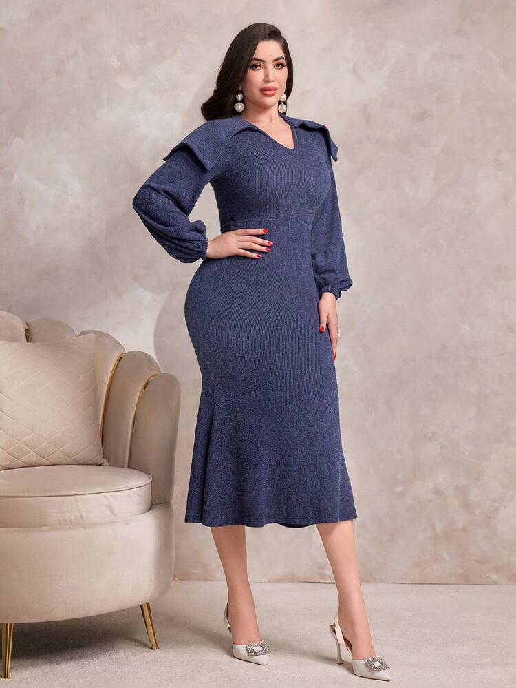 Women's Lantern Sleeve Fishtail Arabian Dress Long Evening Dresses