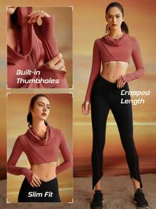 GLOWMODE Featherfit™ 休閒不對稱連帽上衣,配拇指洞 - 宇宙塵土紅 - 查看 3