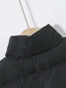 SHEIN 男童立領背心墊棉外套,附補丁細節 - 黑色 - 查看 7