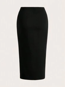 SHEIN ICON 印花設計低腰網紗緊身半身裙 - 黑色 - 查看 5