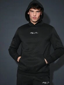 GENTILAND Men's Hooded Sweatshirt And Long Pants Set - Black - View 4