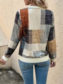 SHEIN LUNE Của phụ nữ Nối In ấn Giải trí Áo nỉ - Màu be - Xem 2