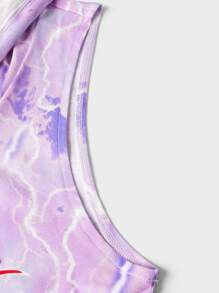 ROMWE MEN Grunge Punk Men's Hooded Letter Print Drawstring Tank Top