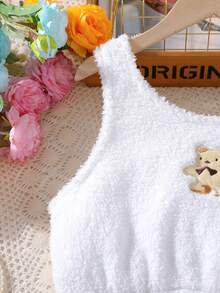 Teen Girls' Teddy Plush Pajama Set - White - View 3