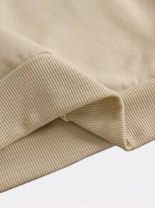 SHEIN EZwear 卡通印花休閒長袖運動衫 - 卡其色 - 查看 3