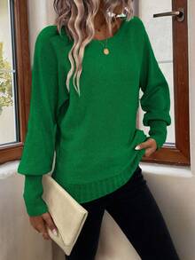 SHEIN Essnce Women'S Casual Batwing Sleeve Sweater - Green - View 4