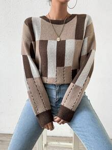 Chiquease 幾何圖案針織套頭毛衣 - 棕色 - 查看 4