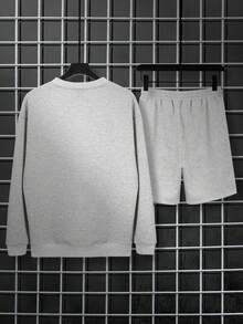 Manfinity Homme Men's Oversized Sweatshirt And Shorts Set With Drop Shoulder - Grey - View 2