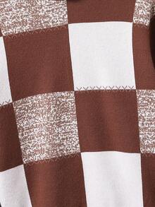 SHEIN 青少年男孩格子連帽毛衣 - 咖啡棕 - 查看 5