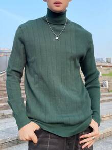 Manfinity Homme Màu thuần Áo cao cổ Áo len Cho nam giới - màu xanh lá - Xem 4