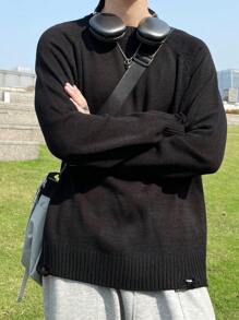 Manfinity Hypemode Men's Raglan Sleeve Sweater - Black - View 7