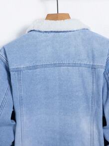 Manfinity Homme Men's Thermal Lined Denim Jacket With Fur Collar - Medium Wash - View 6