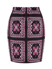 SHEIN Clasi Plus Size Printed Hip-Wrapped Skirt - Multicolor - View 2