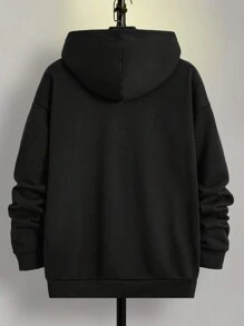 GENTILAND 男式鬆身針織休閒連帽運動衫 - 黑色 - 查看 2