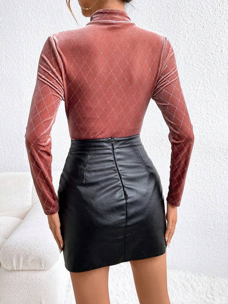 Women'S Stand Collar Long Sleeve Bodysuit