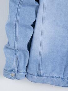 Manfinity Homme Men's Thermal Lined Denim Jacket With Fur Collar - Medium Wash - View 8