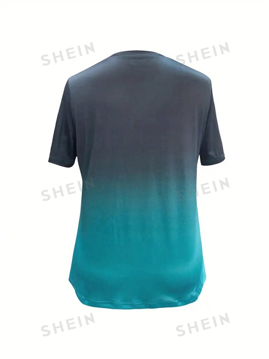 SHEIN EZwear Plus Size Women's Butterfly & Flower Printed Tshirt for