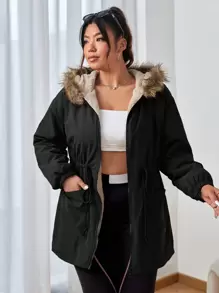 SHEIN EZwear Manteau matelassé pour femmes grandes tailles, pour l'hiver