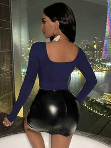 VaVaBold 女士修身藍色圓領t恤 - 藍色 - 查看 2