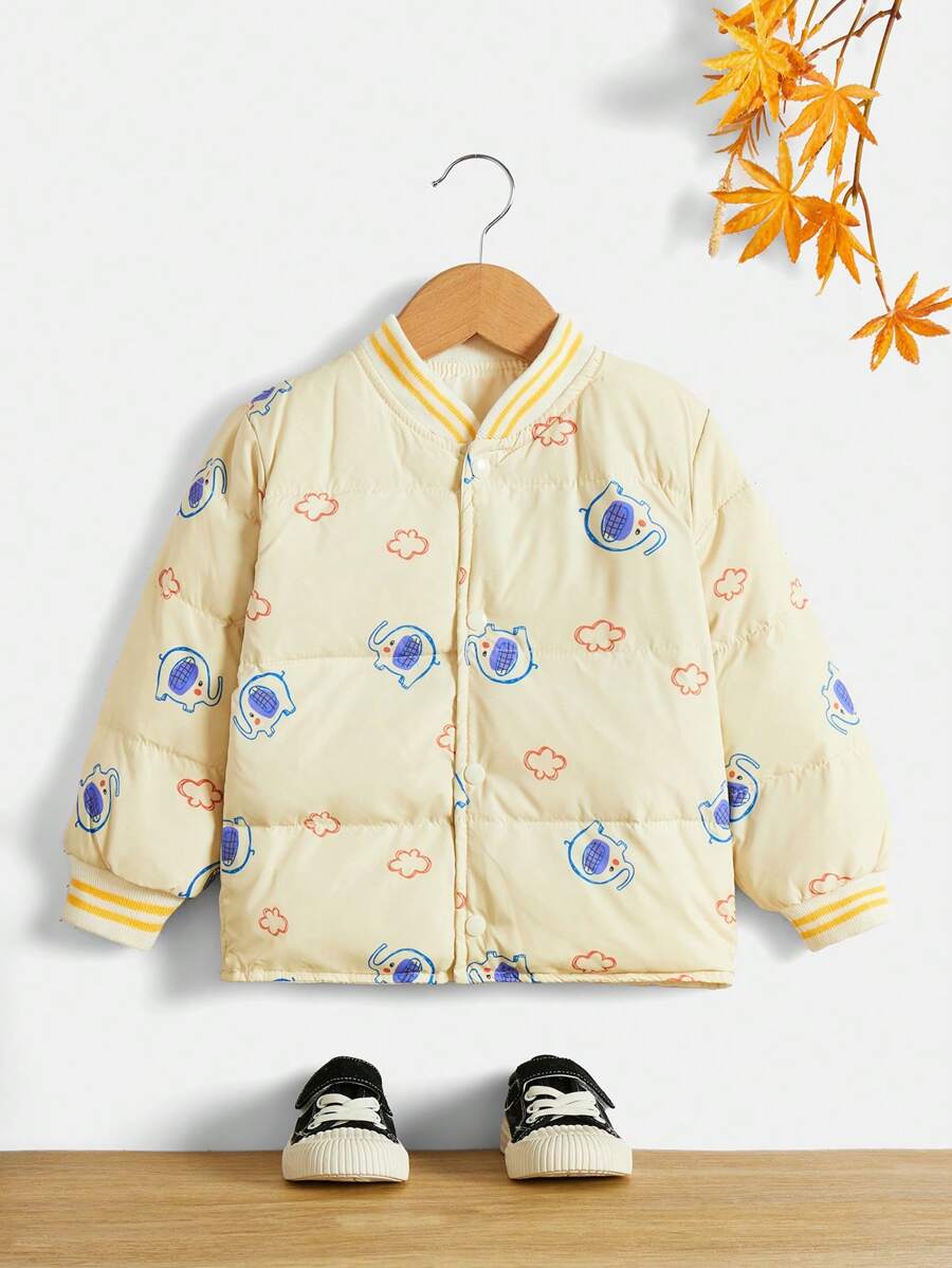 Abrigo acolchado con diseño de elefante y nube encantador para bebé niño