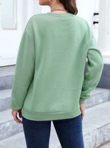 INAWLY Women's Heart Printed Drop Shoulder Sweatshirt Graduation,Back To School,Graduation,Teacher For Women,Back To School Pullover Fall Sweatshirt - Mint Green - View 2