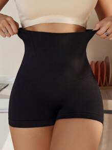 Solid Cut Out Back Shapewear Shorts