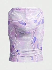 ROMWE MEN Grunge Punk Men's Hooded Letter Print Drawstring Tank Top