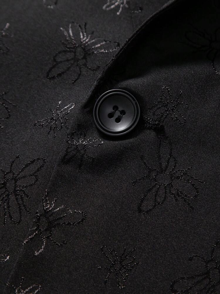 Men Floral Jacquard Lapel Neck Blazer