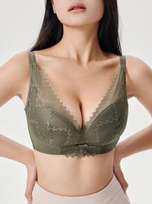 DAZY Women's Lace Lightly Padded Push-Up Bra Lingerie For Women - Green - View 4