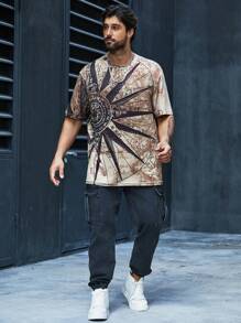 Manfinity LEGND 男士大碼條紋拼色半拉鍊短袖polo衫 - 彩色 - 查看 2