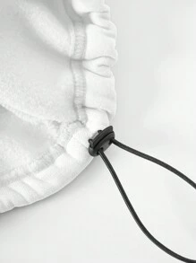 SHEIN EZwear 女裝大尺碼字母印花半拉鍊運動衫,開領設計 - 白色 - 查看 4