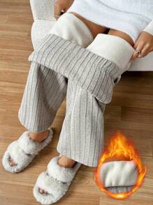 Chiquease 女裝彈力腰線保暖闊腳褲 - 棕色 - 查看 8