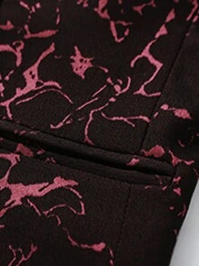 Men Jacquard Single Button Suit - Burgundy - View 7