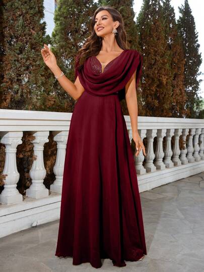 UNITHORSE 亮片雪纺拼布新娘母亲礼服