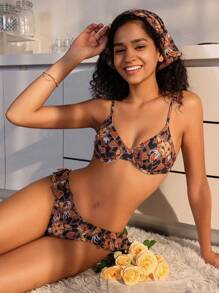 SHEIN Swim Fashionable Women's Cat Pattern Bikini Set Summer Beach - Multicolor - View 1