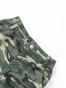 Calça Jeans Retas Cargo de Cintura Elástica Camuflagem Urbana de Rua Y2K para Jovens com Bolsos Lisos