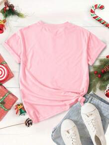 SHEIN LUNE Camiseta De Manga Corta Estampada De Moda Para Mujeres