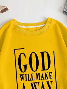 INAWLY 女款大尺碼黃色標語印花運動衫 - 黃色 - 查看 4